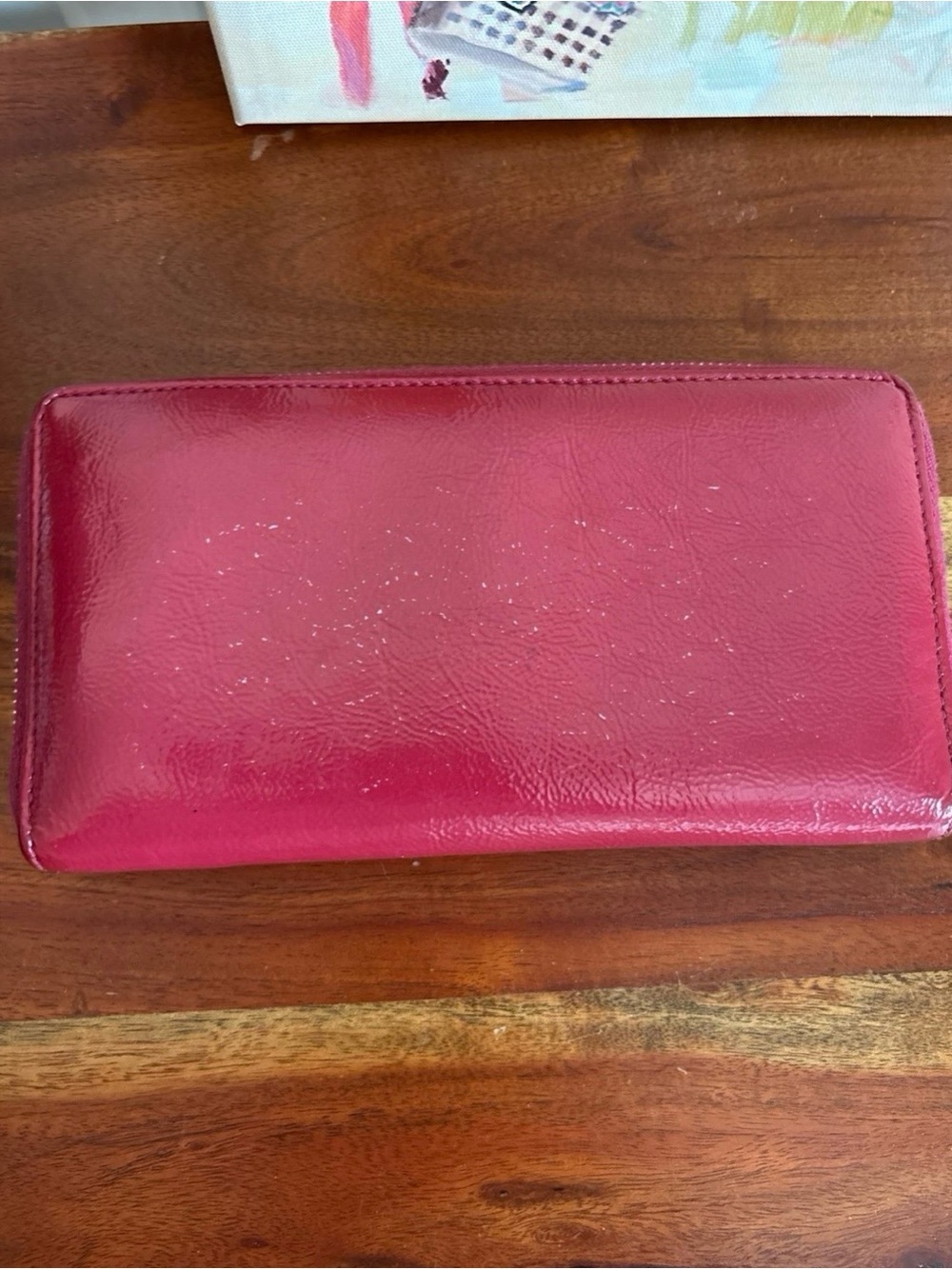 Yves Saint Laurent Red Patent Leather Zip Wallet - Picture 2 of 12